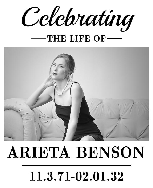 Elegant Black and White Memorial Celebration Poster Template