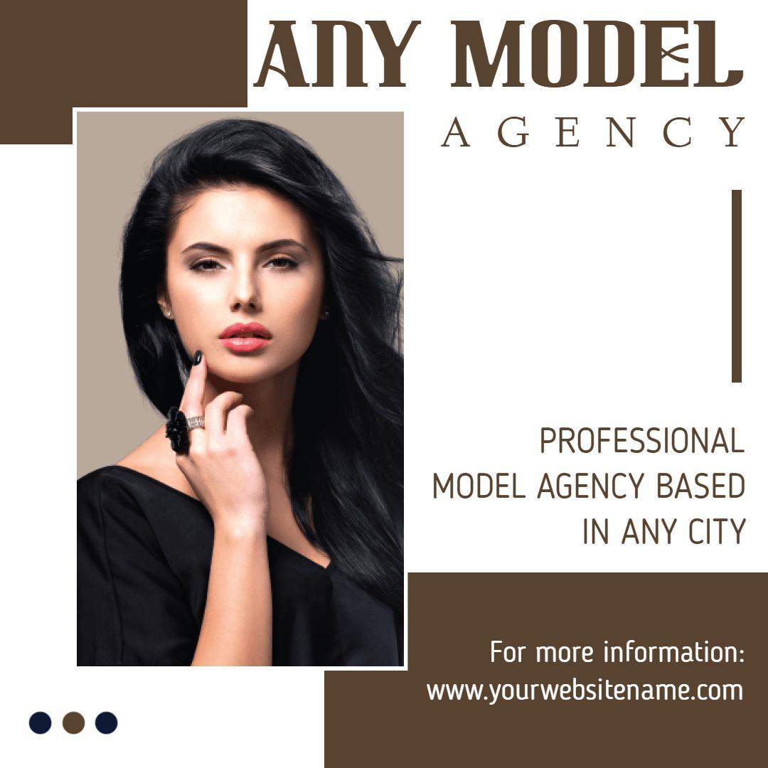 Elegant Black and White Model Agency Promotion Ad Template