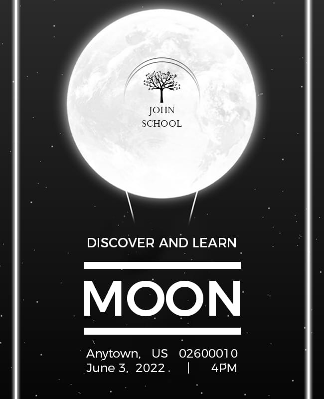 Elegant Black and White Moon Learning Event Poster Template