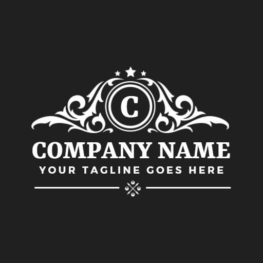 Elegant Black and White Ornate Design for Brand Identity Logo Template