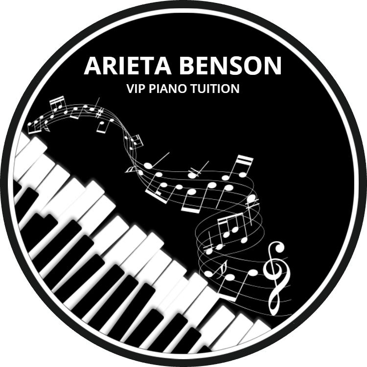 Elegant Black and White Piano Music Tuition Business Card Template