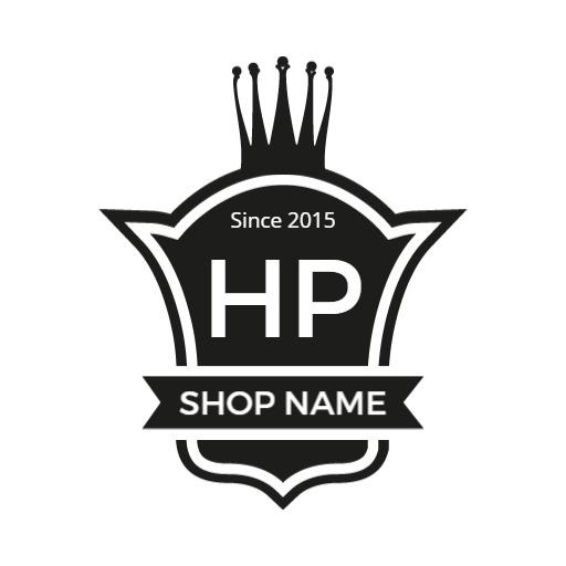 Elegant Black and White Shield Incorporating Shop Name Logo Template