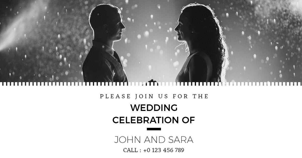 Elegant Black and White Silhouette Wedding Celebration Banner Template