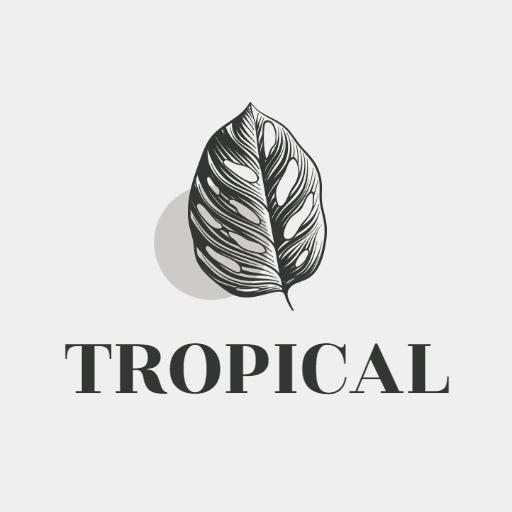 Elegant Black and White Tropical Leaf Design Logo Template