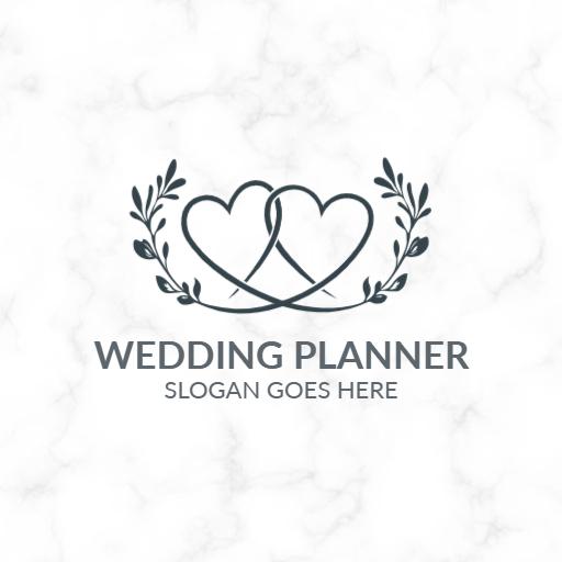Elegant Black and White Wedding Planner with Heart Design Logo Template