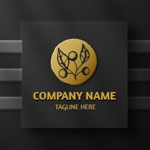 Elegant Black Background Featuring Gold Leaf Design Mockup Template