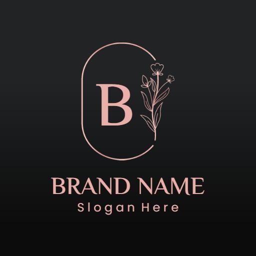 Elegant Black Background with Floral Accents Luxury Logo Template