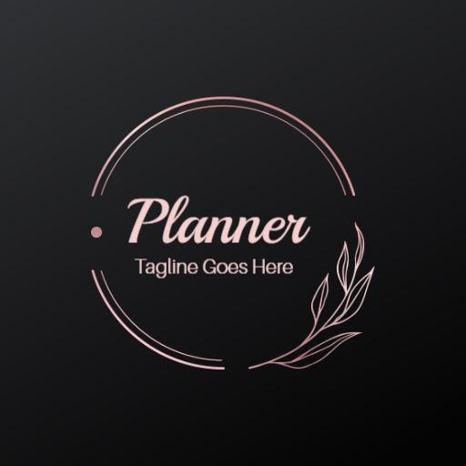 Elegant Black Background with Rose Gold Event Planner Logo Template