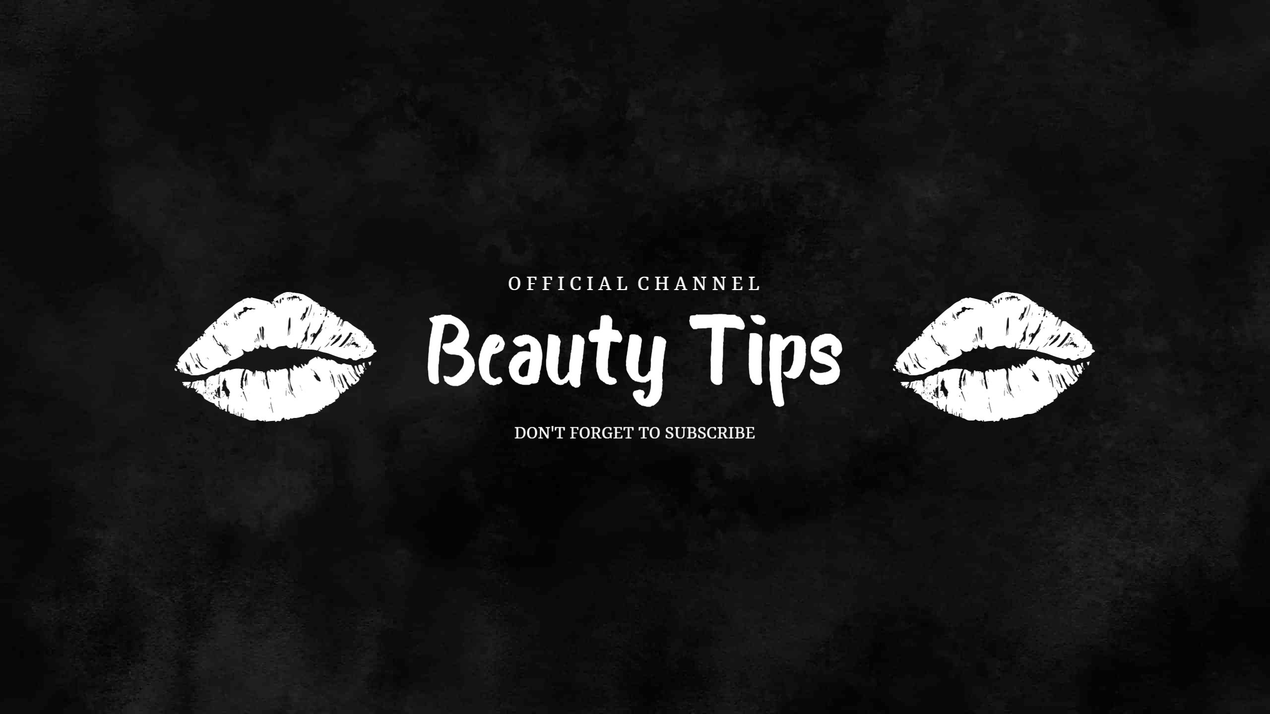 Elegant Black Background with White Lip Icons Beauty Tips Banner Template