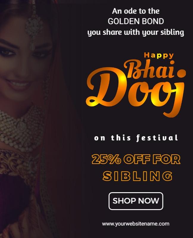 Elegant Black Bhai Dooj Festival Celebration Poster Template
