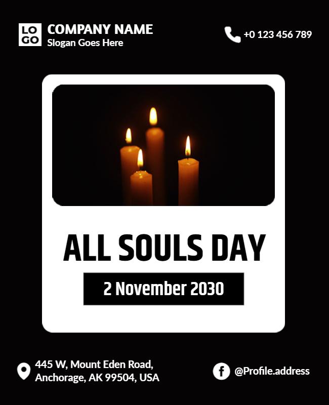 Elegant Black Candlelight All Souls Day Poster Template