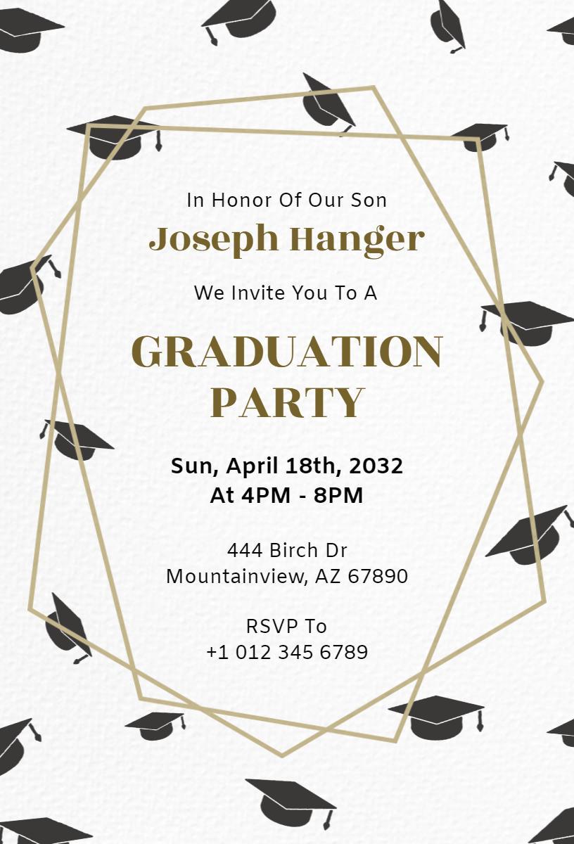 Elegant Black Cap Graduation Celebration Invitation Template