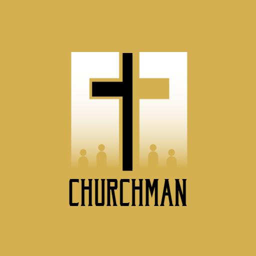 Elegant Black Cross Design on Gold Background Churchman Logo Template