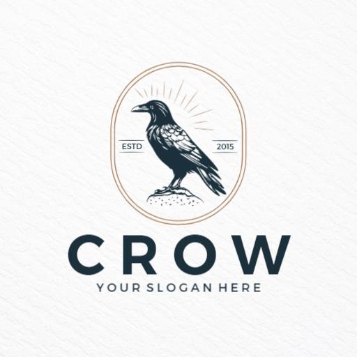 Elegant Black Crow Imagery with Established Date Logo Template