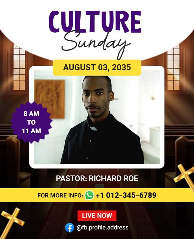 Elegant Black Culture Sunday Church Service Poster Template