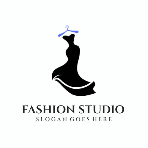 Elegant Black Dress Design for Stylish Fashion Studio Logo Template