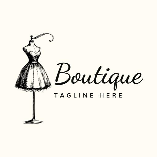 Elegant Black Dress Sketch with Boutique Style Logo Template