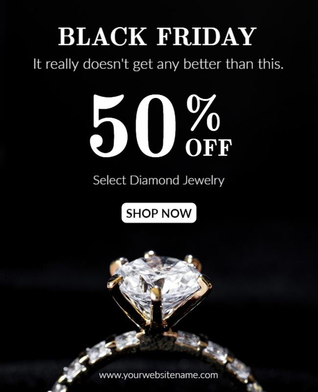 Elegant Black Friday Diamond Jewelry Sale Poster Template