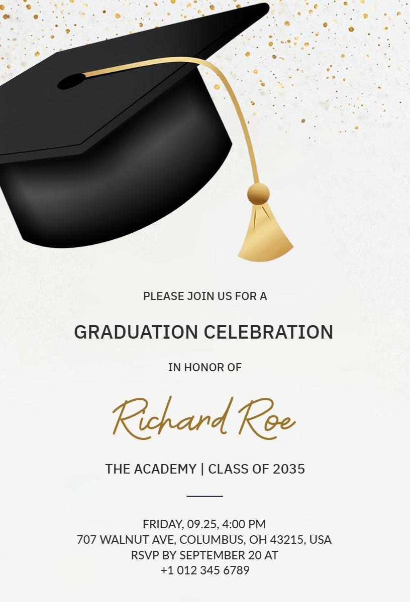 Elegant Black Gold Graduation Ceremony Invitation Template