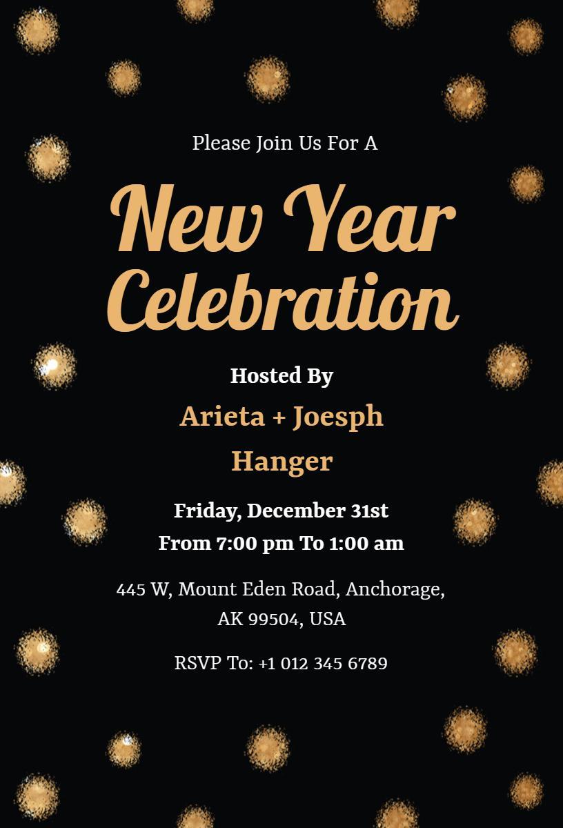 Elegant Black Gold New Year Celebration Invitation Template