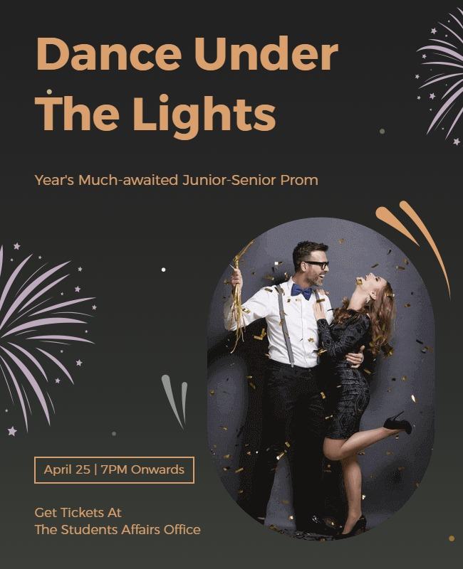 Elegant Black Junior-Senior Prom Dance Poster Template