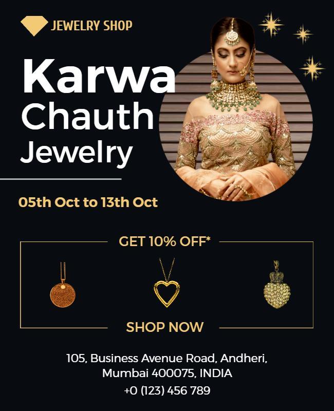 Elegant Black Karwa Chauth Jewelry Sale Poster Template