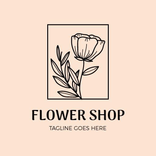 Elegant Black Line Drawing of a Flower for Florist Logo Template