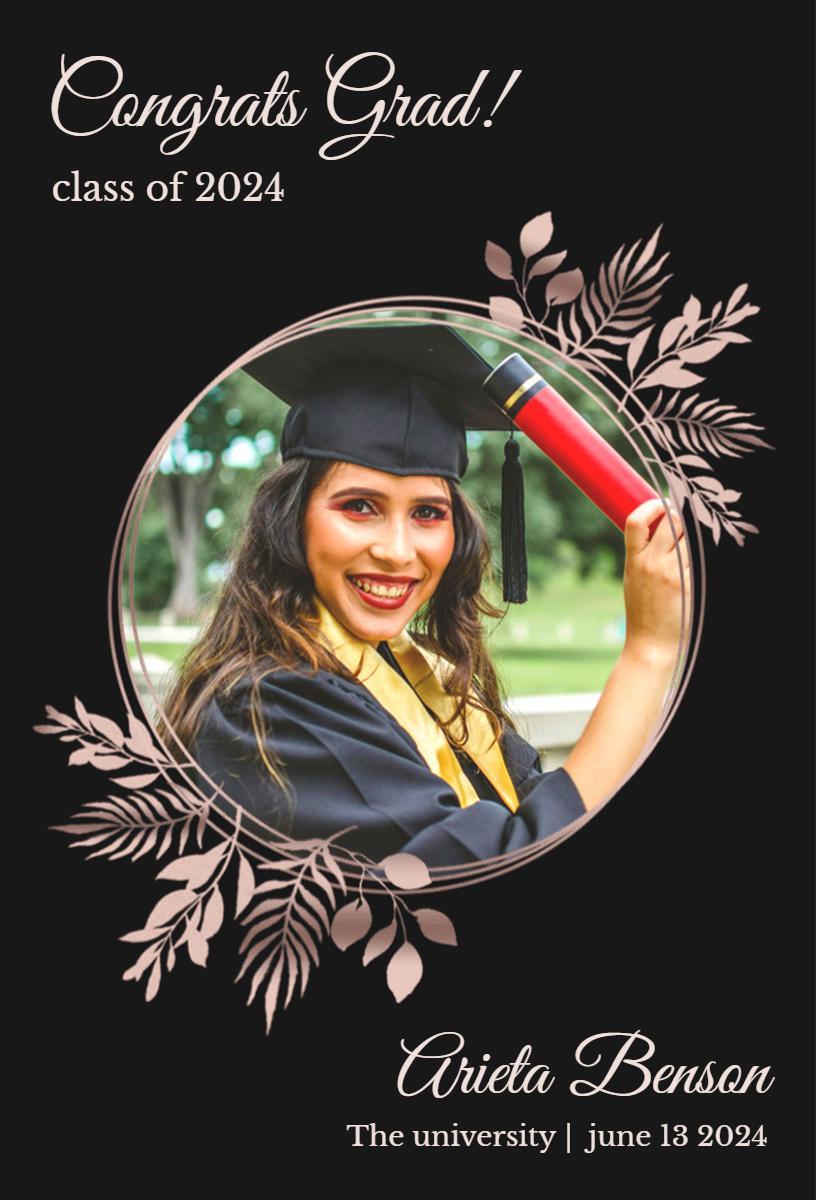 Elegant Black Photo Graduation Celebration Invitation Template