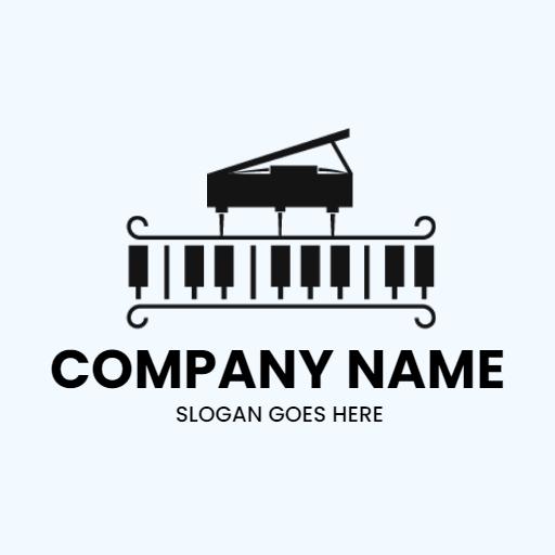 Elegant Black Piano Design for Music Education Logo Template