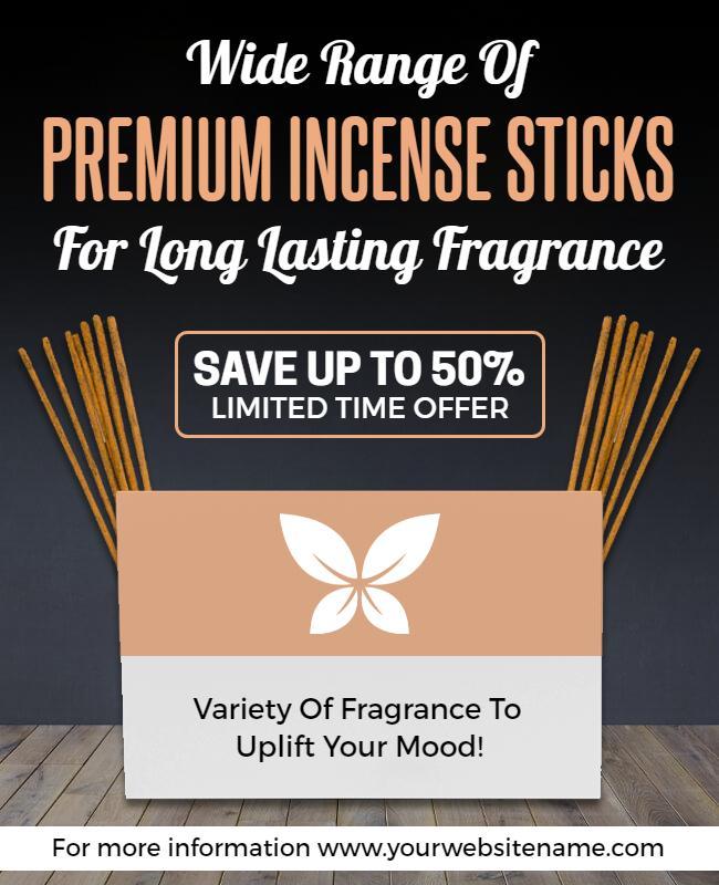 Elegant Black Premium Incense Sticks Sale Poster Template