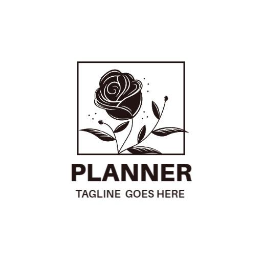 Elegant Black Rose Design for Professional Event Planner Logo Template