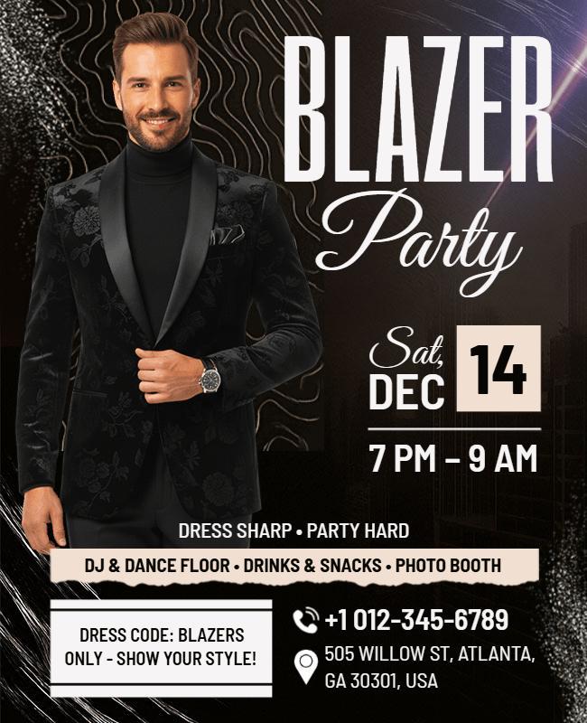 Elegant Blazer Party Invitation Flyer Template