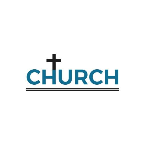 Elegant Blue and Black Church Logo with Cross Design Logo Template