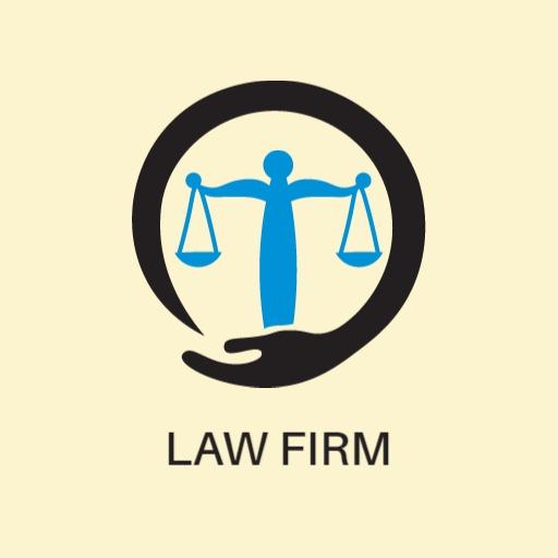 Elegant Blue and Black Justice Symbol for Law Firm Logo Template