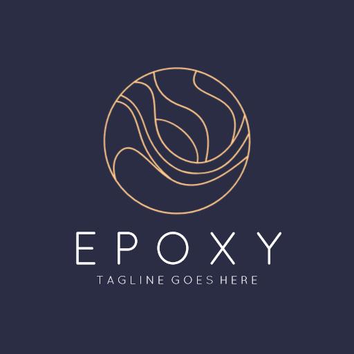 Elegant Blue and Gold Abstract Epoxy Design Logo Template