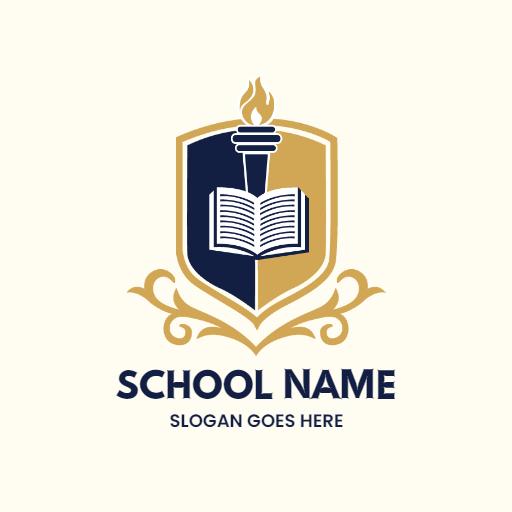 Elegant Blue and Gold Crest Design Representing School Logo Template