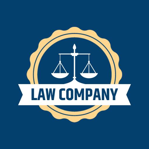 Elegant Blue and Gold Law Company Badge Design Logo Template