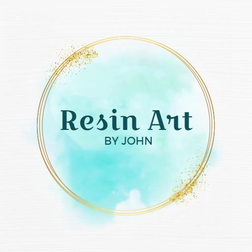Elegant Blue and Gold Swirl Representing Resin Art Logo Template
