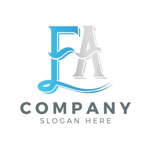 Elegant Blue and Gray Monogram Design with Company Name Logo Template
