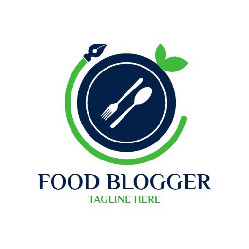 Elegant Blue and Green Design for Food Blogger Logo Template