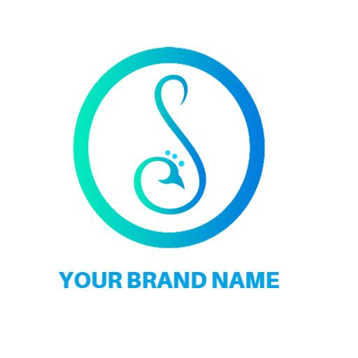 Elegant Blue and Green Peacock Tail Design Logo Template