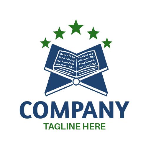 Elegant Blue and Green Quran Design for Knowledge Sharing Logo Template