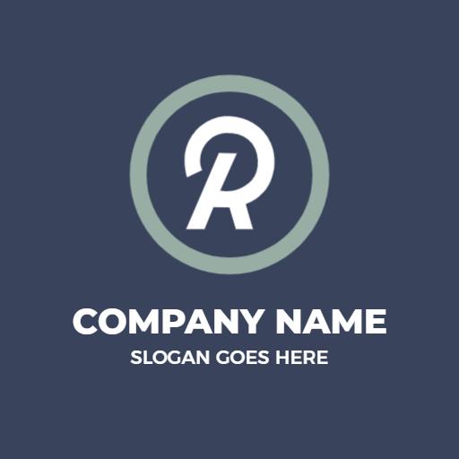 Elegant Blue and Light Green R Letter Design Logo Template