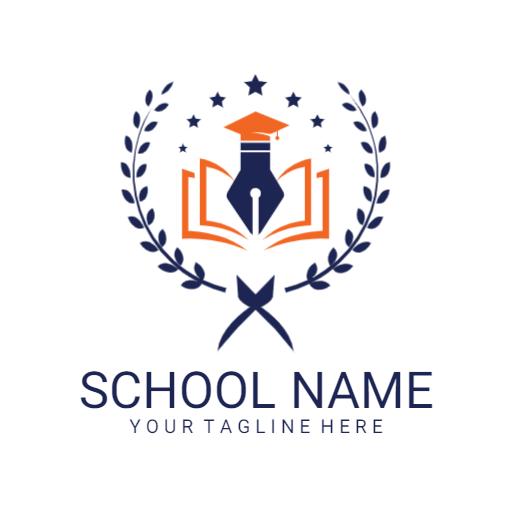 Elegant Blue and Orange Emblem for Education School Logo Template