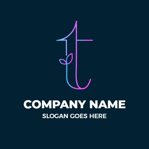 Elegant Blue and Pink T Letter Design for Branding Logo Template