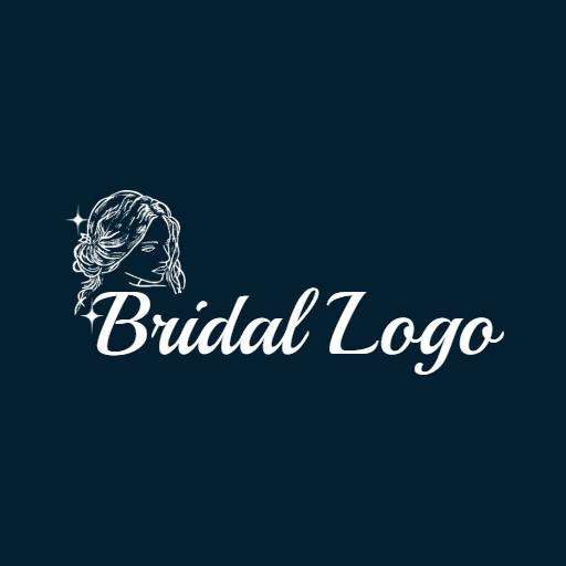 Elegant Blue and White Bridal Design with Chic Silhouette Logo Template