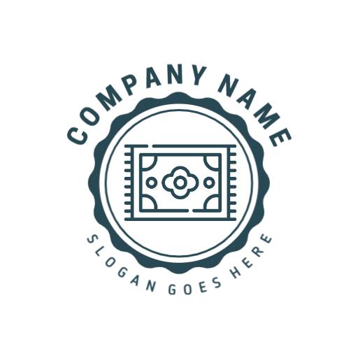 Elegant Blue and White Carpet Design with Intricate Patterns Logo Template