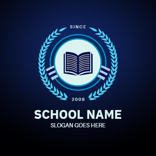 Elegant Blue and White Emblem Celebrating Education Excellence Logo Template
