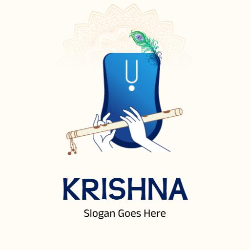 Elegant Blue and White Krishna Theme Showcasing Musical Art Logo Template