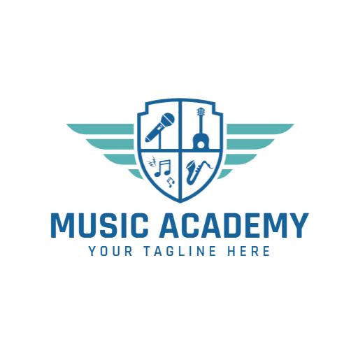 Elegant Blue and White Music Academy with Vibrant Elements Logo Template